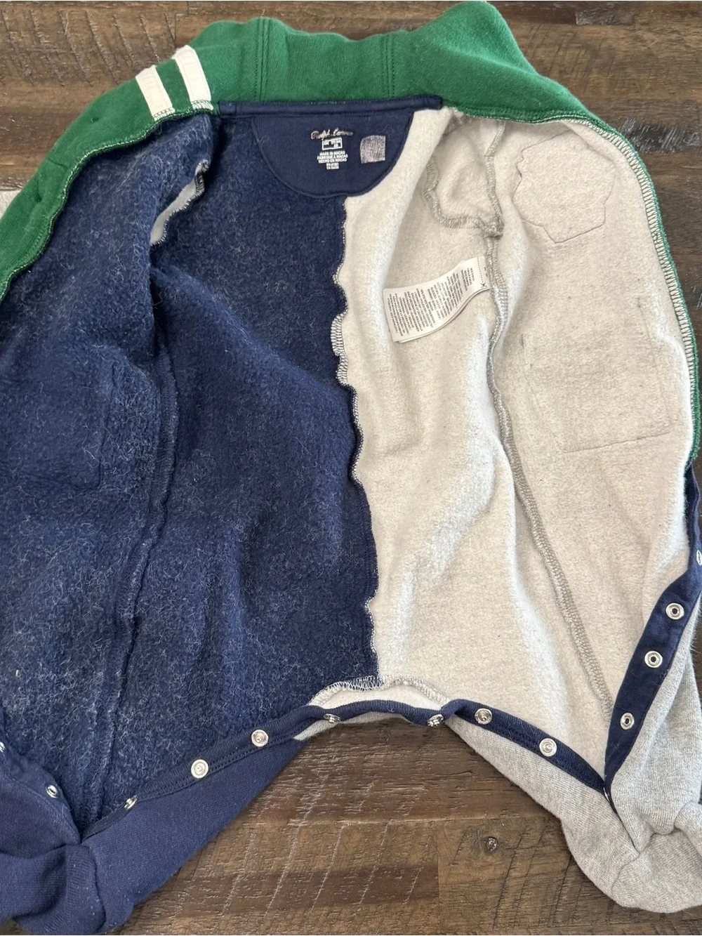 3M Ralph Lauren Baby Boy Colorblock Fleece Footie Coverall, Varsity Football